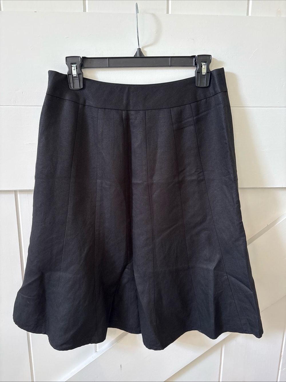 Ann Taylor Loft Flounce Skirt Linen Blend Midi Black Women’s Size 4 Lined Classy - Picture 2 of 9